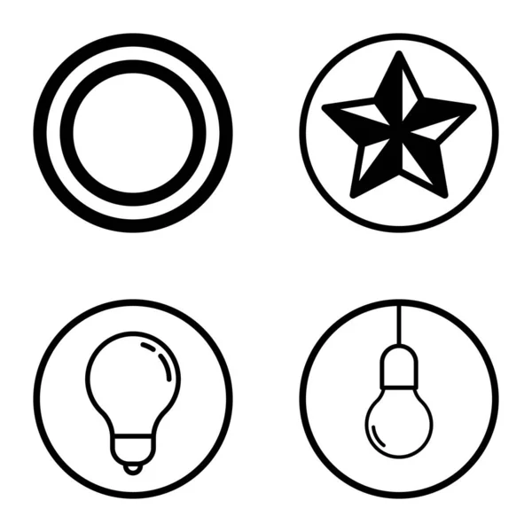 Cirkels1 Flat Icon Set Geïsoleerd Witte Achtergrond — Stockvector