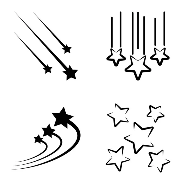 Starfall Flat Icon Set Isolated White Background — Stock Vector