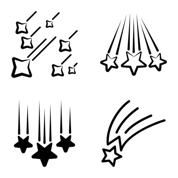 Starfall Flat Icon Set Isolated White Background — ストックベクタ