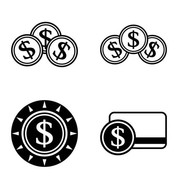 Dollar Flat Icon Set Isoliert Auf Weißem Hintergrund — Stockvektor