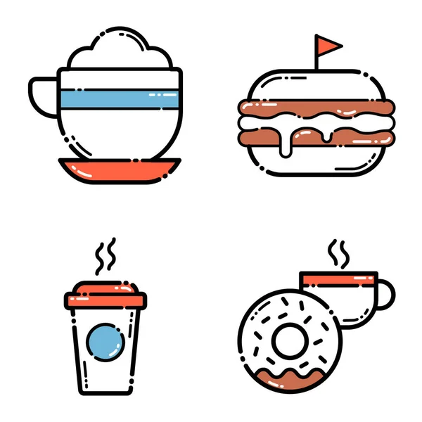 Cafe Brown Flat Icon Set Isoliert Auf Weißem Hintergrund — Stockvektor