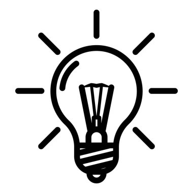 Ampul Fikri Düz Simgesi Beyaz Arkaplanda İzole Edildi