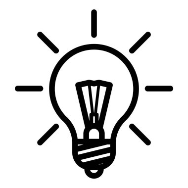 Ampul Fikri Düz Simgesi Beyaz Arkaplanda İzole Edildi