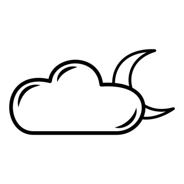 Ay ve Bulut Düz Simgesi Beyaz Arkaplanda İzole Edildi