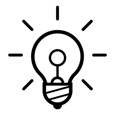 Ampul Fikri Ampulü Parlak Düz Simge Beyaz Arkaplanda İzole Edildi