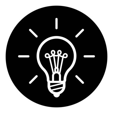 Ampul Fikri Ampul Düz Kabartma Simgesi Beyaz Arkaplanda İzole Edildi