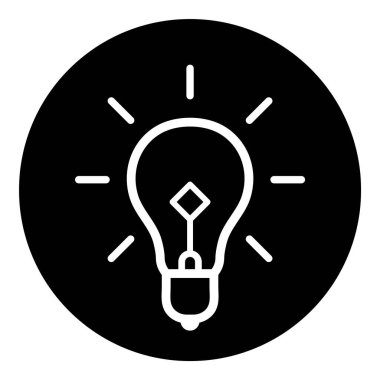 Ampul Fikri Ampul Düz Kabartma Simgesi Beyaz Arkaplanda İzole Edildi