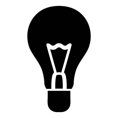 Ampul Fikri Ampul Düz Kabartma Simgesi Beyaz Arkaplanda İzole Edildi