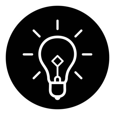 Ampul Fikri Ampul Düz Kabartma Simgesi Beyaz Arkaplanda İzole Edildi