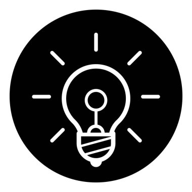 Ampul Fikri Ampul Düz Kabartma Simgesi Beyaz Arkaplanda İzole Edildi