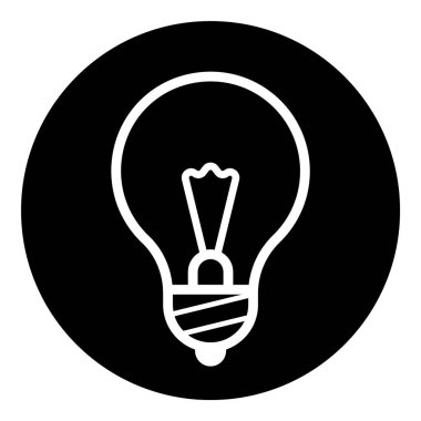 Ampul Fikri Ampul Düz Kabartma Simgesi Beyaz Arkaplanda İzole Edildi