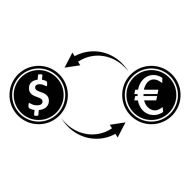 Euro Doları Pound Bitcoin Borsası Geri Dönüşüm Düz Simgesi Beyaz Arkaplanda İzole Edildi
