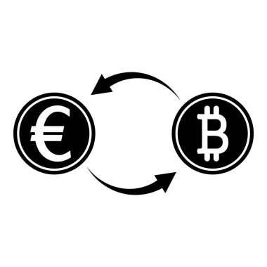 Euro Doları Pound Bitcoin Borsası Geri Dönüşüm Düz Simgesi Beyaz Arkaplanda İzole Edildi