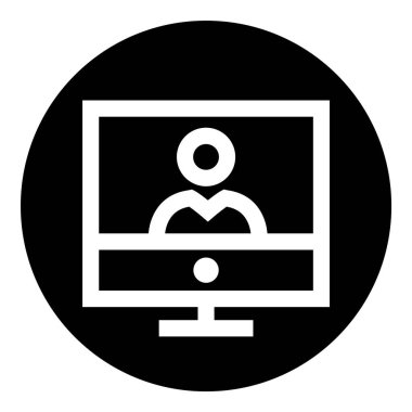 Beyaz Arkaplanda İzole Edilmiş Video İletişim Glyph Düz Simgesi