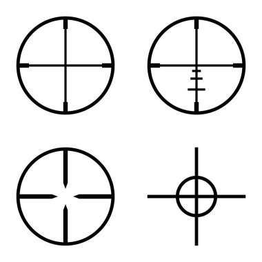 Crosshairs Düz Simge Seti Beyaz Arkaplanda İzole Edildi