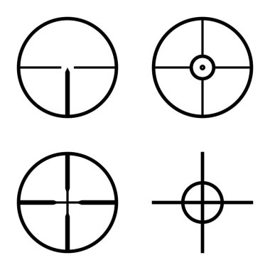 Crosshairs Düz Simge Seti Beyaz Arkaplanda İzole Edildi