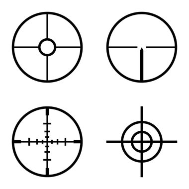 Crosshairs Düz Simge Seti Beyaz Arkaplanda İzole Edildi