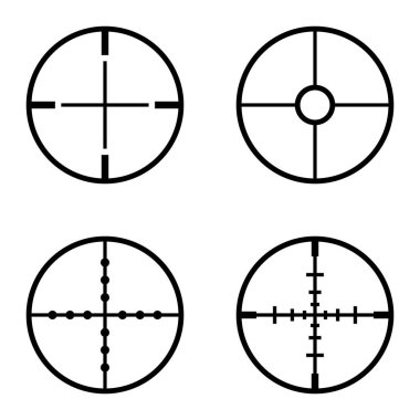 Crosshairs Düz Simge Seti Beyaz Arkaplanda İzole Edildi
