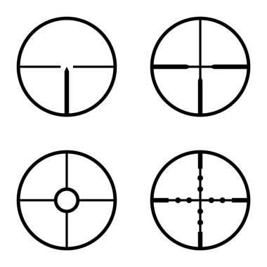 Crosshairs Düz Simge Seti Beyaz Arkaplanda İzole Edildi
