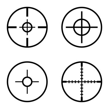 Crosshairs Düz Simge Seti Beyaz Arkaplanda İzole Edildi