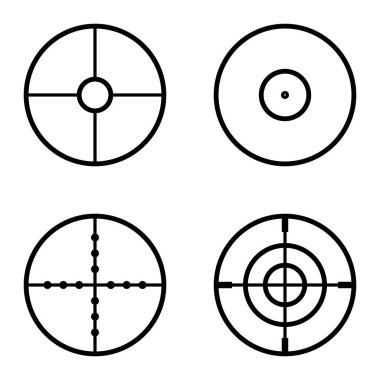 Crosshairs Düz Simge Seti Beyaz Arkaplanda İzole Edildi