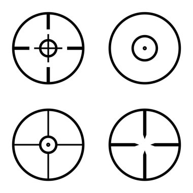 Crosshairs Düz Simge Seti Beyaz Arkaplanda İzole Edildi
