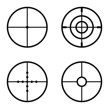 Crosshairs Düz Simge Seti Beyaz Arkaplanda İzole Edildi