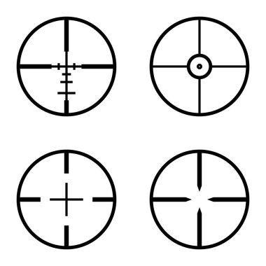 Crosshairs Düz Simge Seti Beyaz Arkaplanda İzole Edildi
