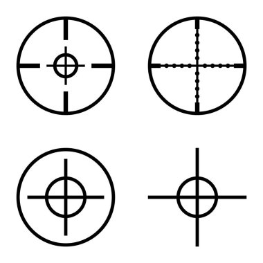 Crosshairs Düz Simge Seti Beyaz Arkaplanda İzole Edildi