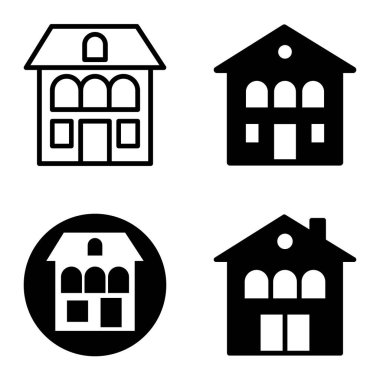 Düz Simge Seti Beyaz Arkaplanda Ayrı Tutulan Evler