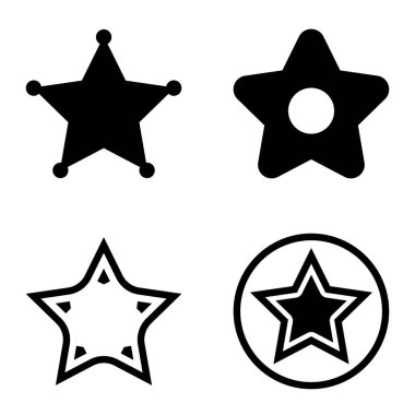 Yıldız Düz Simgesi Seti Beyaz Arkaplanda Ayrı Tutuldu