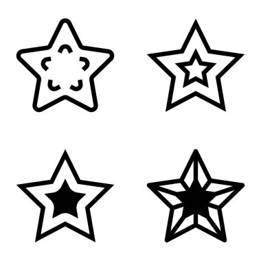 Yıldız Düz Simgesi Seti Beyaz Arkaplanda Ayrı Tutuldu