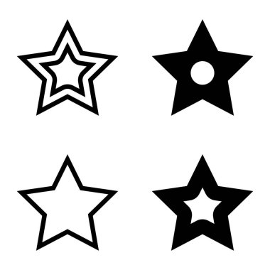 Yıldız Düz Simgesi Seti Beyaz Arkaplanda Ayrı Tutuldu