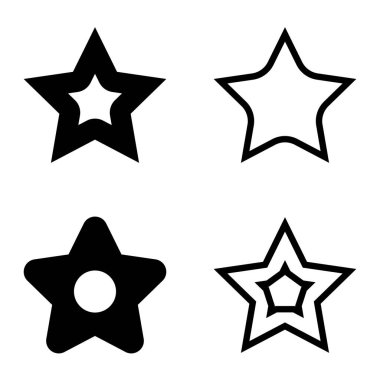 Yıldız Düz Simgesi Seti Beyaz Arkaplanda Ayrı Tutuldu