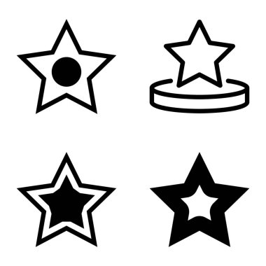 Yıldız Düz Simgesi Seti Beyaz Arkaplanda Ayrı Tutuldu