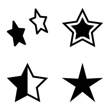 Yıldız Düz Simgesi Seti Beyaz Arkaplanda Ayrı Tutuldu