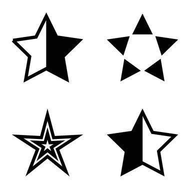 Yıldız Düz Simgesi Seti Beyaz Arkaplanda Ayrı Tutuldu