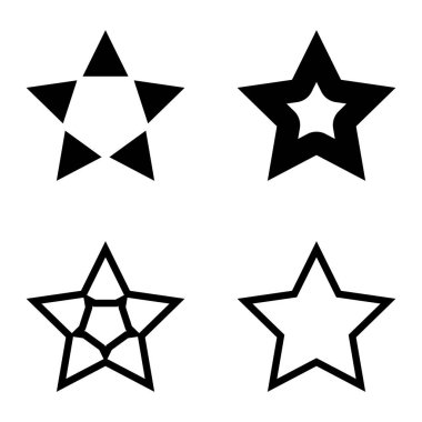 Yıldız Düz Simgesi Seti Beyaz Arkaplanda Ayrı Tutuldu