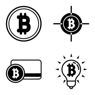 Bitcoins1-2 Düz Simge Seti Beyaz Arkaplanda İzole Edildi