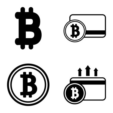 Bitcoins1-2 Düz Simge Seti Beyaz Arkaplanda İzole Edildi