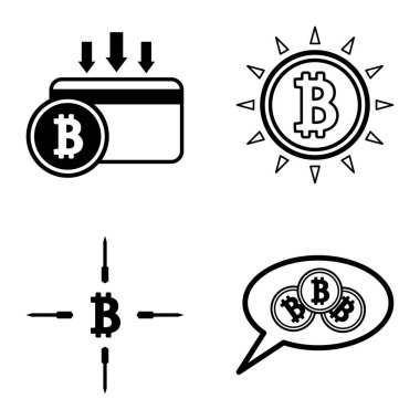 Bitcoins1-2 Düz Simge Seti Beyaz Arkaplanda İzole Edildi