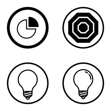 Daireler 1-2 Düz Simge Seti Beyaz Arkaplanda İzole Edildi