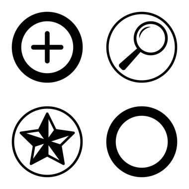 Daireler 1-2 Düz Simge Seti Beyaz Arkaplanda İzole Edildi