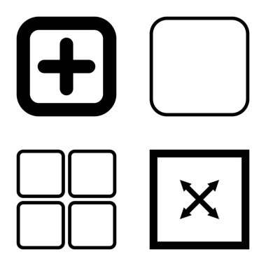 Kare Düz Simge Seti Beyaz Arkaplanda İzole Edildi