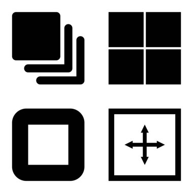 Kare Düz Simge Seti Beyaz Arkaplanda İzole Edildi