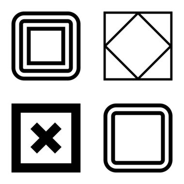 Kare Düz Simge Seti Beyaz Arkaplanda İzole Edildi