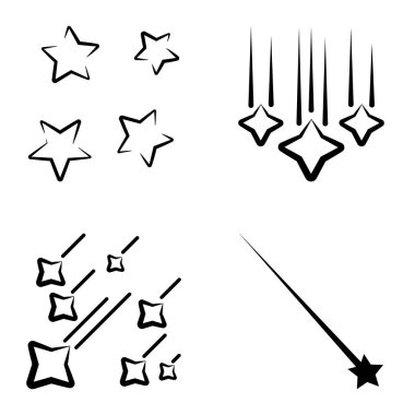 Yıldız Şelalesi Düz Simge Seti Beyaz Arkaplanda İzole Edildi