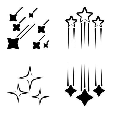 Yıldız Şelalesi Düz Simge Seti Beyaz Arkaplanda İzole Edildi