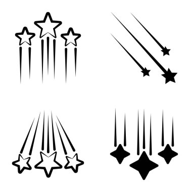 Yıldız Şelalesi Düz Simge Seti Beyaz Arkaplanda İzole Edildi