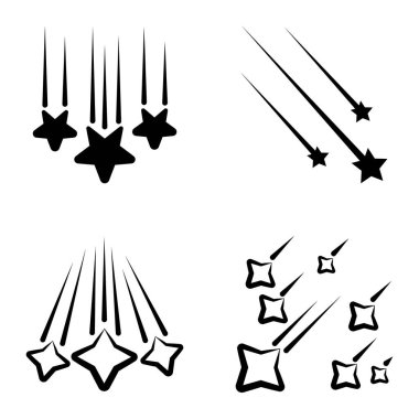 Yıldız Şelalesi Düz Simge Seti Beyaz Arkaplanda İzole Edildi